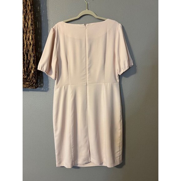 Ann Taylor Dress 14 Blush Pink Short Sleeve Stretch Career Church NWT Washable - Picture 7 of 9